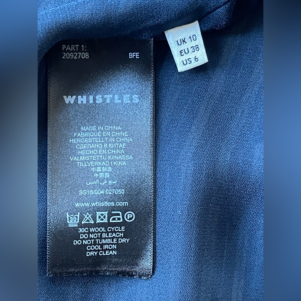 Whistles Callie Stripe Wrap Midi Workwear Dress Blue Yellow White UK 10 / US 6 - Picture 8 of 14